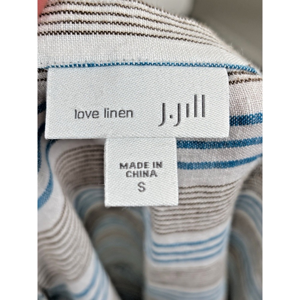 J. Jill‎ Love Linen S Striped Sleeveless  Maxi Linen Dress Pockets Coastal - Picture 9 of 11